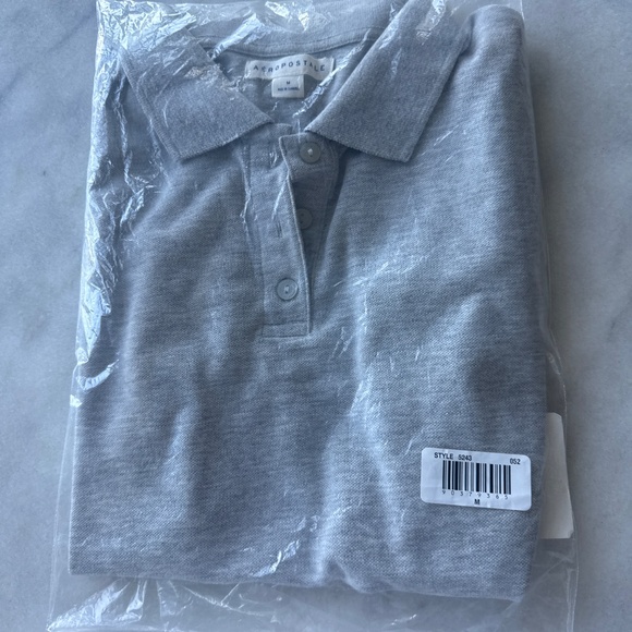 Aeropostale Heather Gray button down polo - Picture 4 of 6